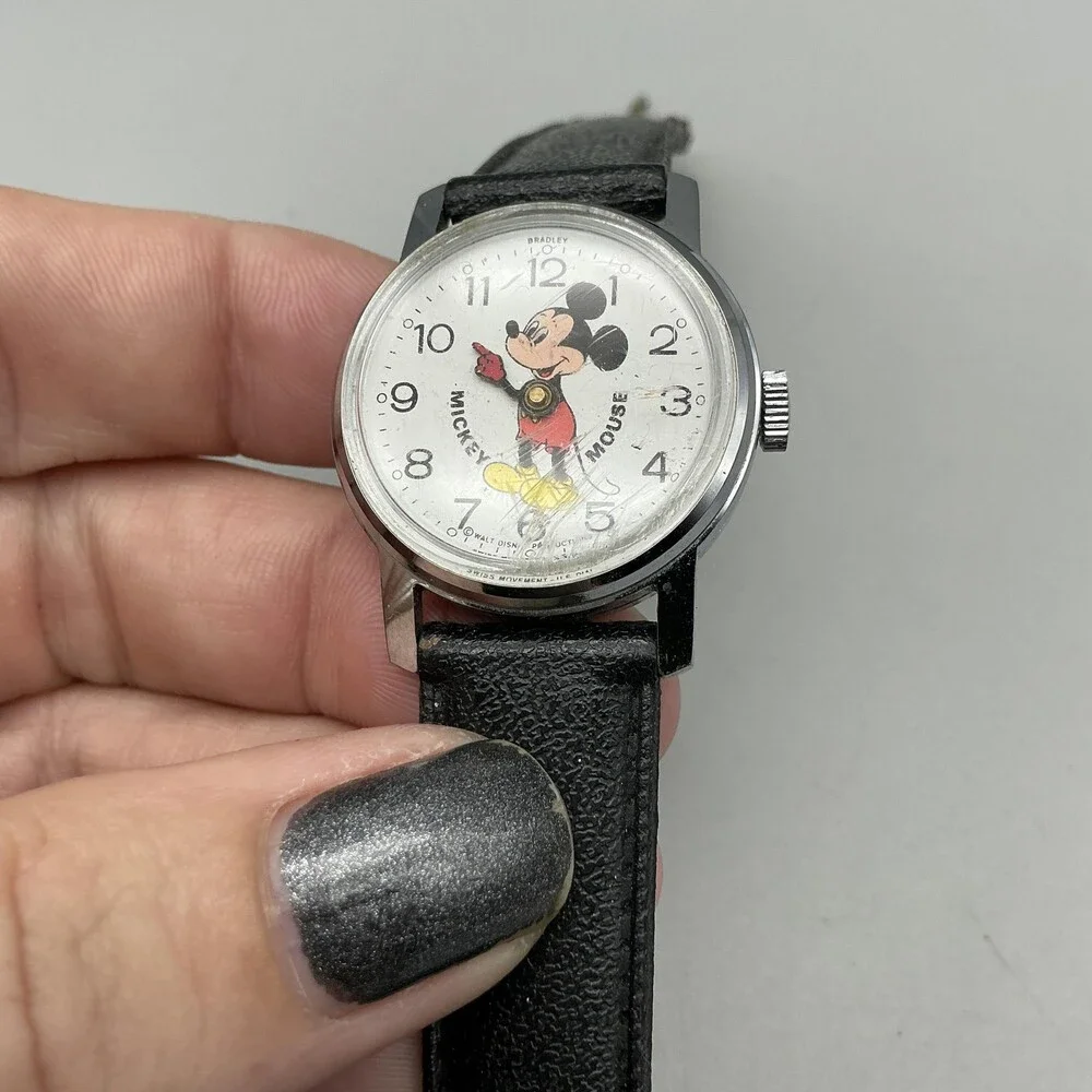 Vintage Bradley Mickey Mouse Womens Watch 29mm White Dial Manual For Parts